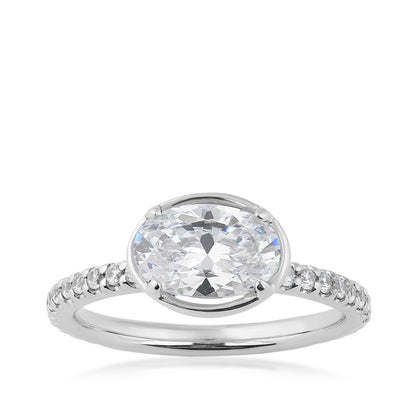 Goldman 1/3 ct. tw. Diamond Horizontal Oval Semi-Mount Engagement Ring in 14K White Gold