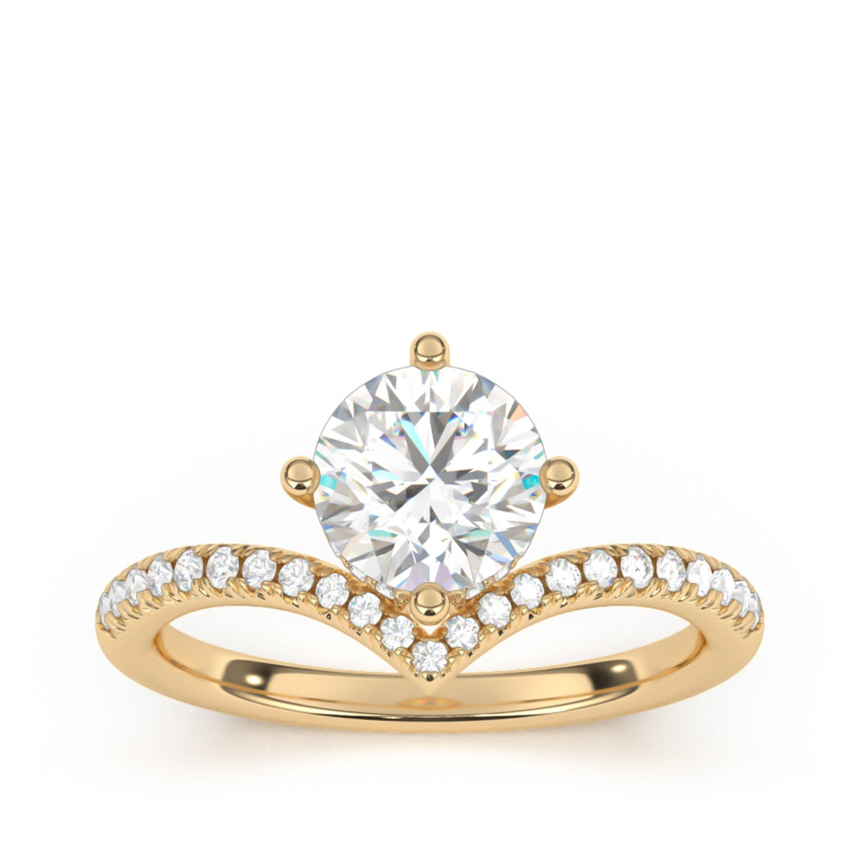 Goldman 3/8 ct. tw. Diamond Chevron Hidden Halo Round Semi-Mount Engagement Ring in 14K Yellow Gold
