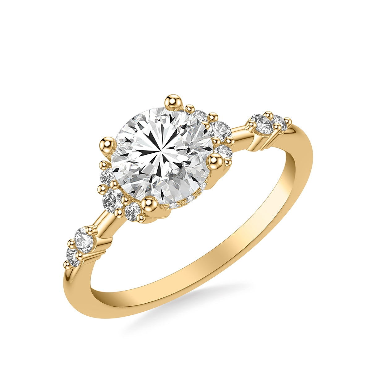 Goldman 1/5 ct. tw. Diamond Round Semi-Mount Engagement Ring in 14K Yellow Gold front view