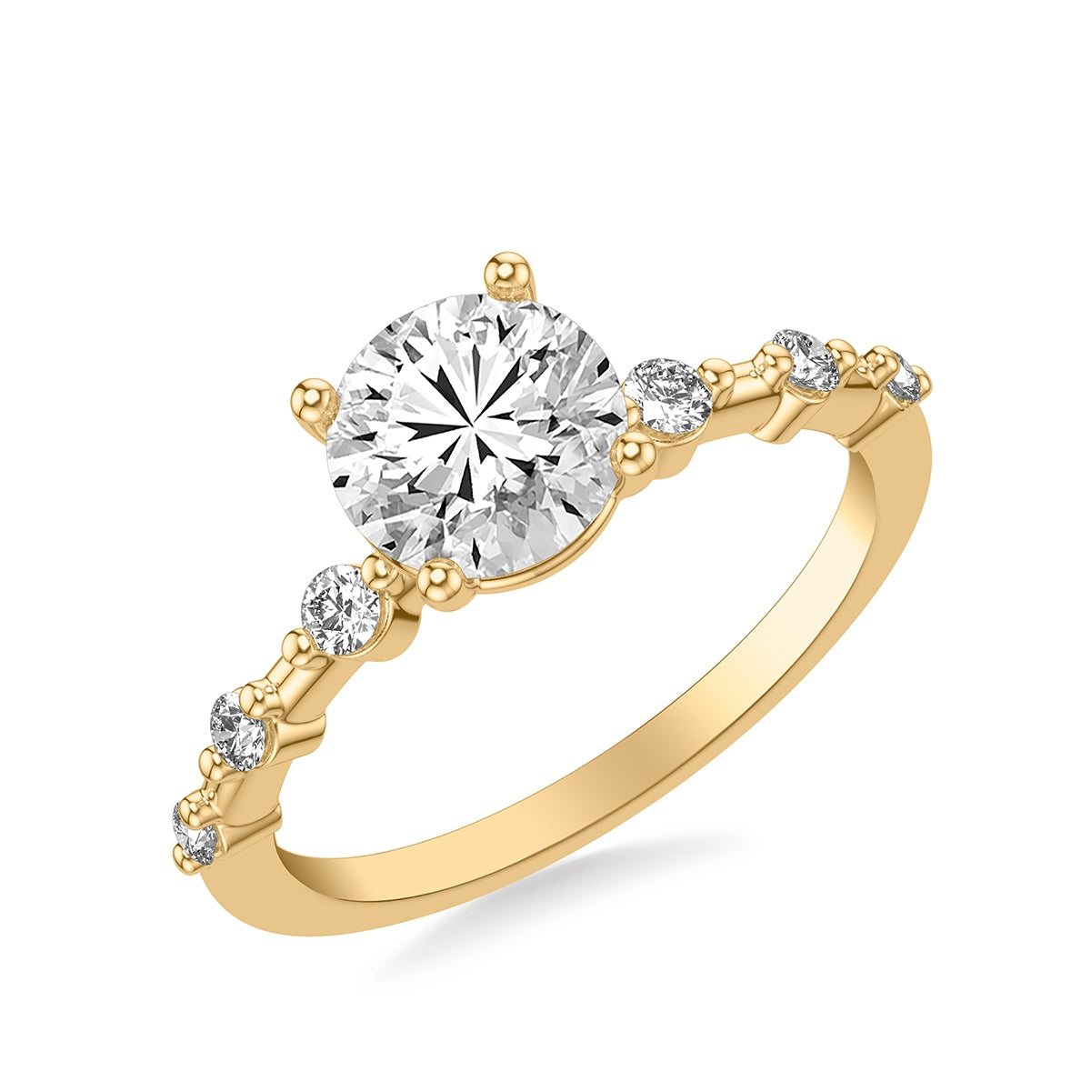 Goldman Diamond Accent Round Semi-Mount Engagement Ring in 14K Yellow Gold front view