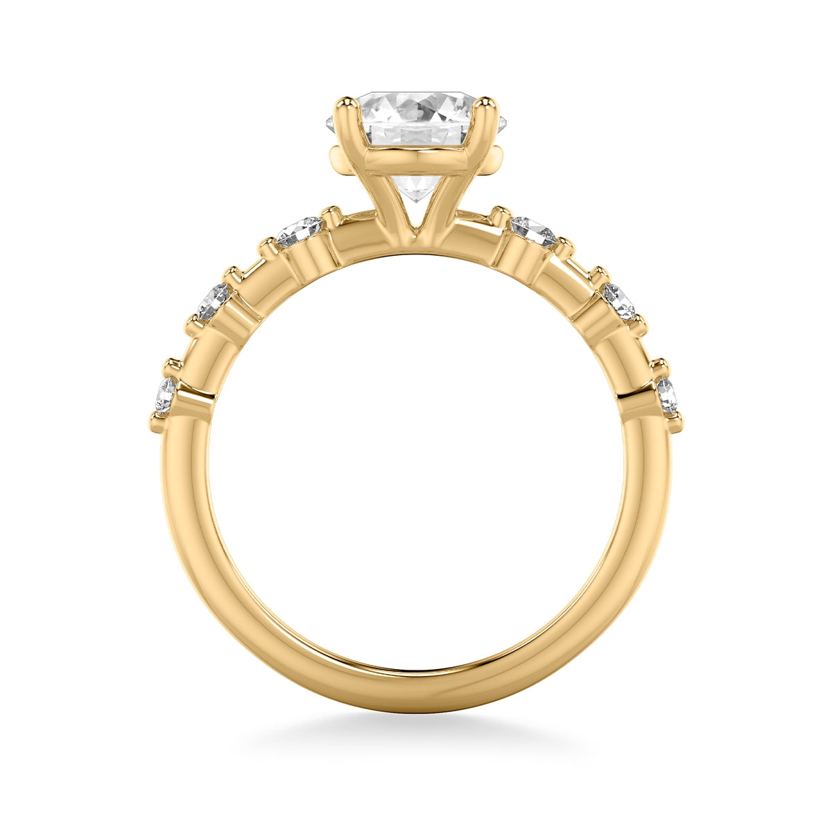 Goldman Diamond Accent Round Semi-Mount Engagement Ring in 14K Yellow Gold close-up detail
