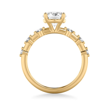 Goldman Diamond Accent Round Semi-Mount Engagement Ring in 14K Yellow Gold close-up detail