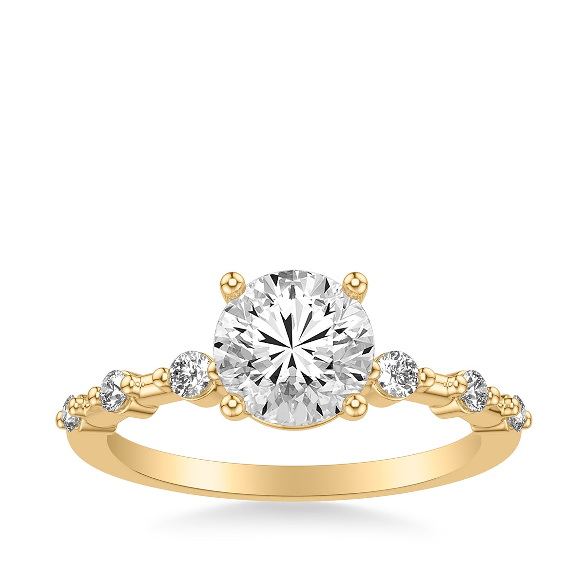Goldman Diamond Accent Round Semi-Mount Engagement Ring in 14K Yellow Gold