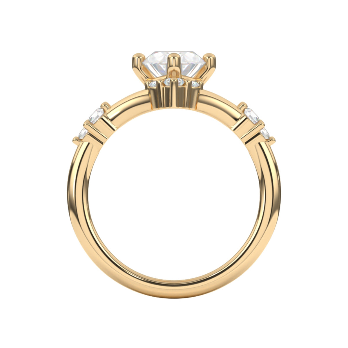 Goldman 1/5 ct. tw. Diamond Chevron Oval Semi-Mount Engagement Ring in 14K Yellow Gold close-up detail