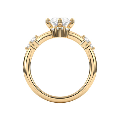 Goldman 1/5 ct. tw. Diamond Chevron Oval Semi-Mount Engagement Ring in 14K Yellow Gold close-up detail