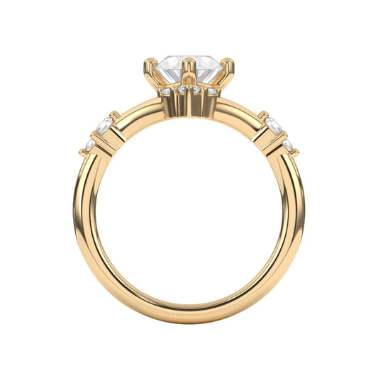Goldman 1/5 ct. tw. Diamond Chevron Oval Semi-Mount Engagement Ring in 14K Yellow Gold close-up detail