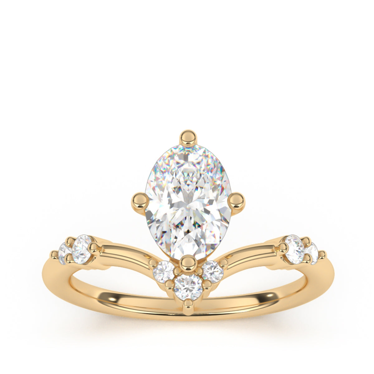 Goldman 1/5 ct. tw. Diamond Chevron Oval Semi-Mount Engagement Ring in 14K Yellow Gold