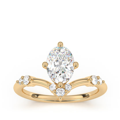 Goldman 1/5 ct. tw. Diamond Chevron Oval Semi-Mount Engagement Ring in 14K Yellow Gold