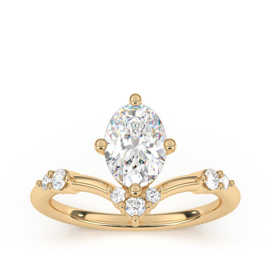 Goldman 1/5 ct. tw. Diamond Chevron Oval Semi-Mount Engagement Ring in 14K Yellow Gold