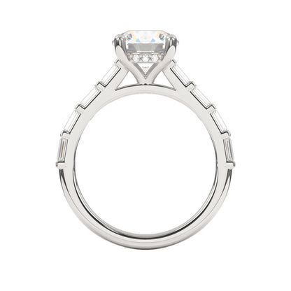 Goldman 1/3 ct. tw. Baguette Diamond Round Semi-Mount Engagement Ring in 14K White Gold close-up detail