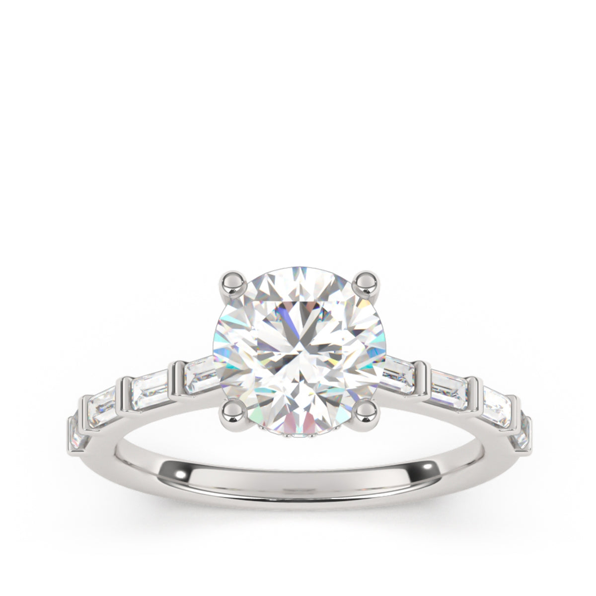 Goldman 1/3 ct. tw. Baguette Diamond Round Semi-Mount Engagement Ring in 14K White Gold