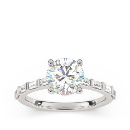 Goldman 1/3 ct. tw. Baguette Diamond Round Semi-Mount Engagement Ring in 14K White Gold