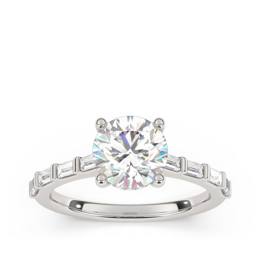 Goldman 1/3 ct. tw. Baguette Diamond Round Semi-Mount Engagement Ring in 14K White Gold