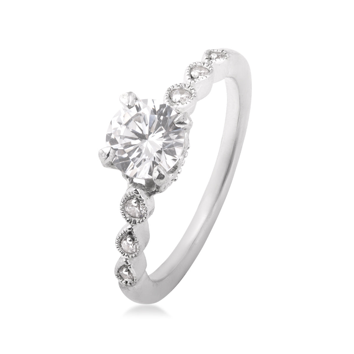 Goldman 1/10 ct. tw. Diamond Scalloped Round Semi-Mount Engagement Ring in 14K White Gold front view