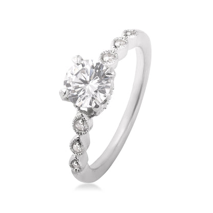 Goldman 1/10 ct. tw. Diamond Scalloped Round Semi-Mount Engagement Ring in 14K White Gold front view