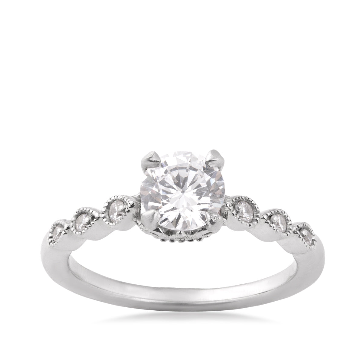 Goldman 1/10 ct. tw. Diamond Scalloped Round Semi-Mount Engagement Ring in 14K White Gold