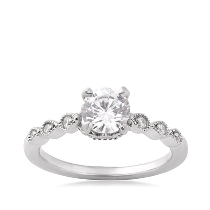 Goldman 1/10 ct. tw. Diamond Scalloped Round Semi-Mount Engagement Ring in 14K White Gold