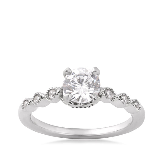 Goldman 1/10 ct. tw. Diamond Scalloped Round Semi-Mount Engagement Ring in 14K White Gold