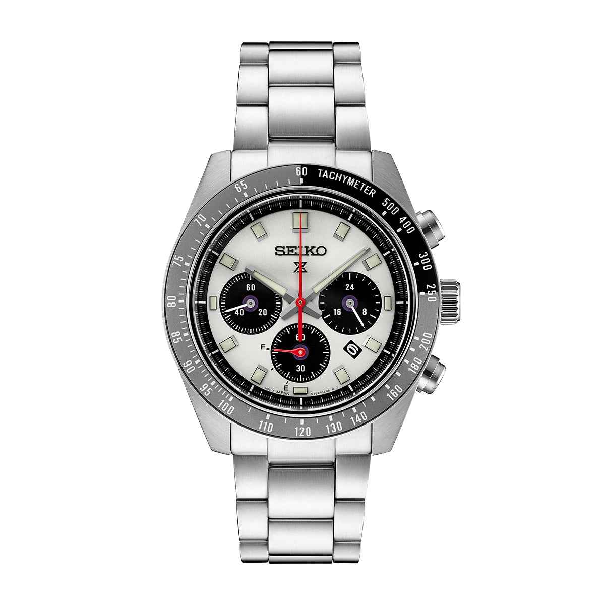 Seiko Men's Speedtimer Solar Stainless Steel Watch with White Dial