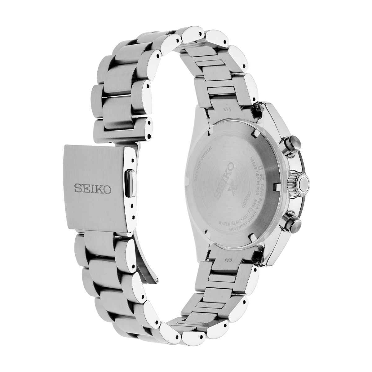 Seiko Men's Speedtimer Solar Stainless Steel Watch with White Dial close-up detail (2)