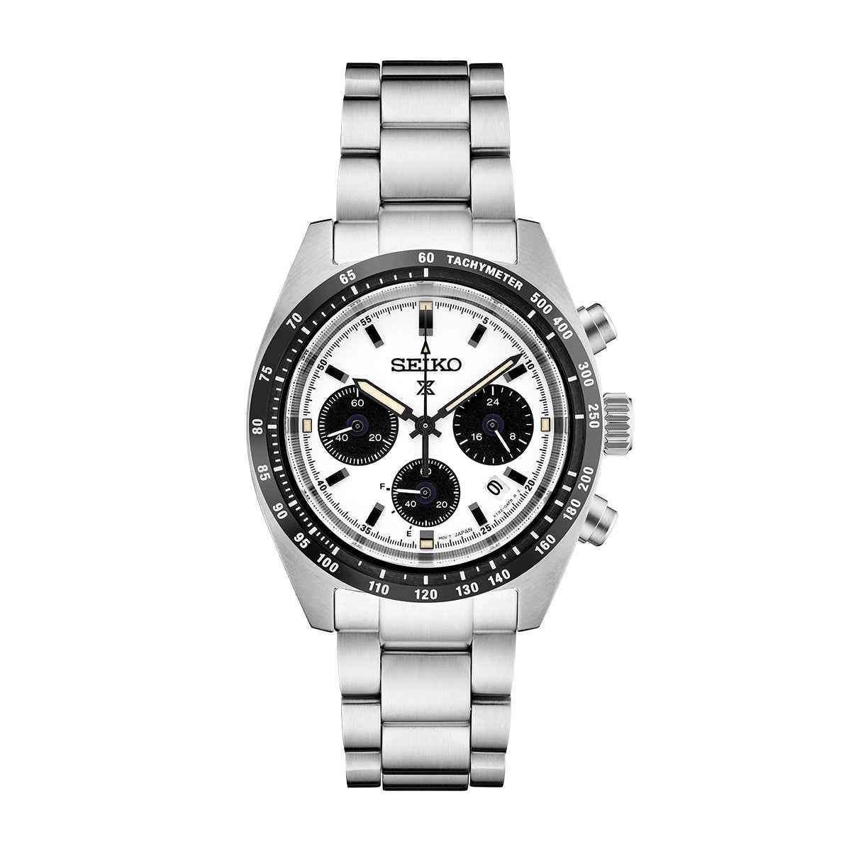 Seiko Men's Speedtimer Solar Stainless Steel Watch with White Dial (2)