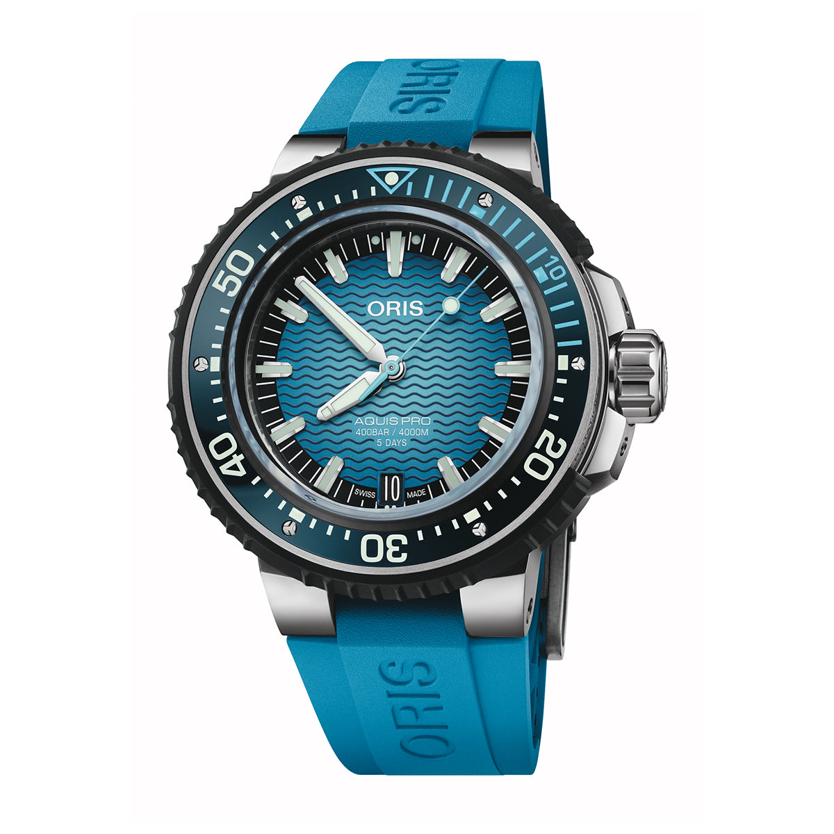 blue dial rubber strap aquis pro oris automatic watch