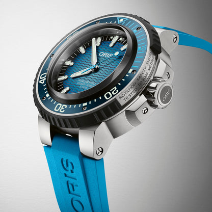 blue dial rubber strap aquis pro oris automatic watch