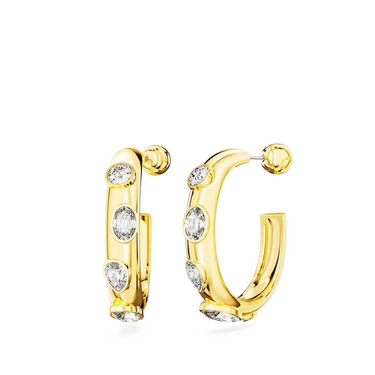 Swarovski Imber Multi-Shape White Crystal Hoop Earrings in Yellow Gold-Tone Plating