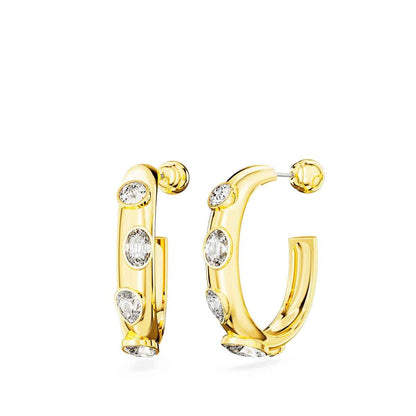 Swarovski Imber Multi-Shape White Crystal Hoop Earrings in Yellow Gold-Tone Plating