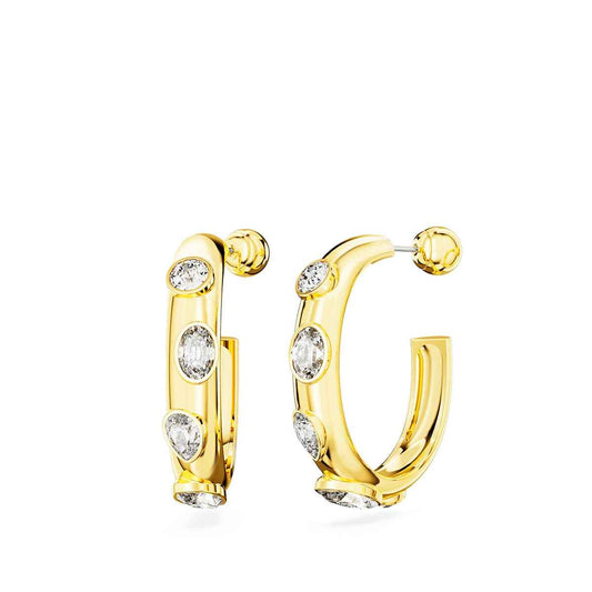 Swarovski Imber Multi-Shape White Crystal Hoop Earrings in Yellow Gold-Tone Plating