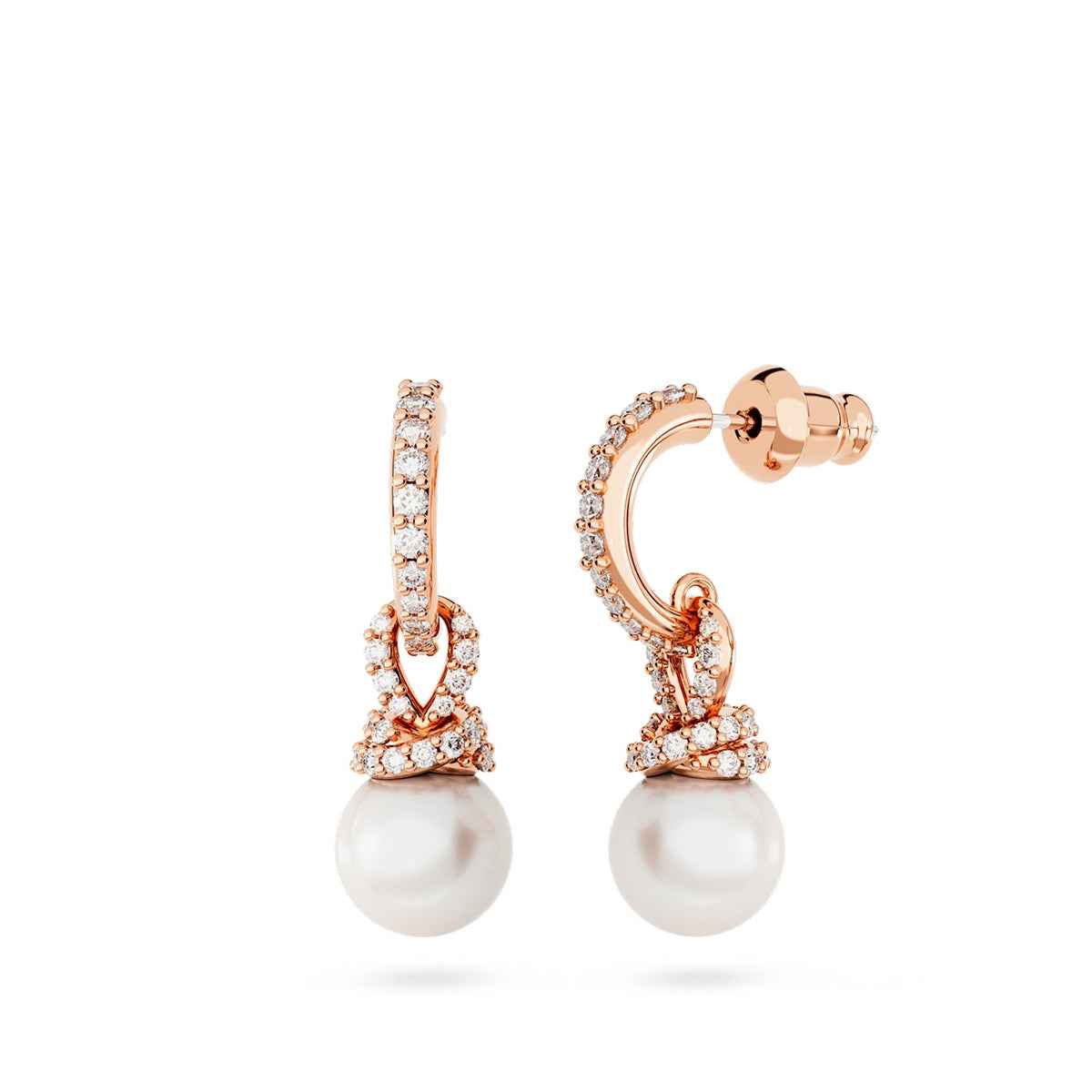 Swarovski Originally Crystal Pearl Dangle Earrings in Pink Gold-Tone Plating