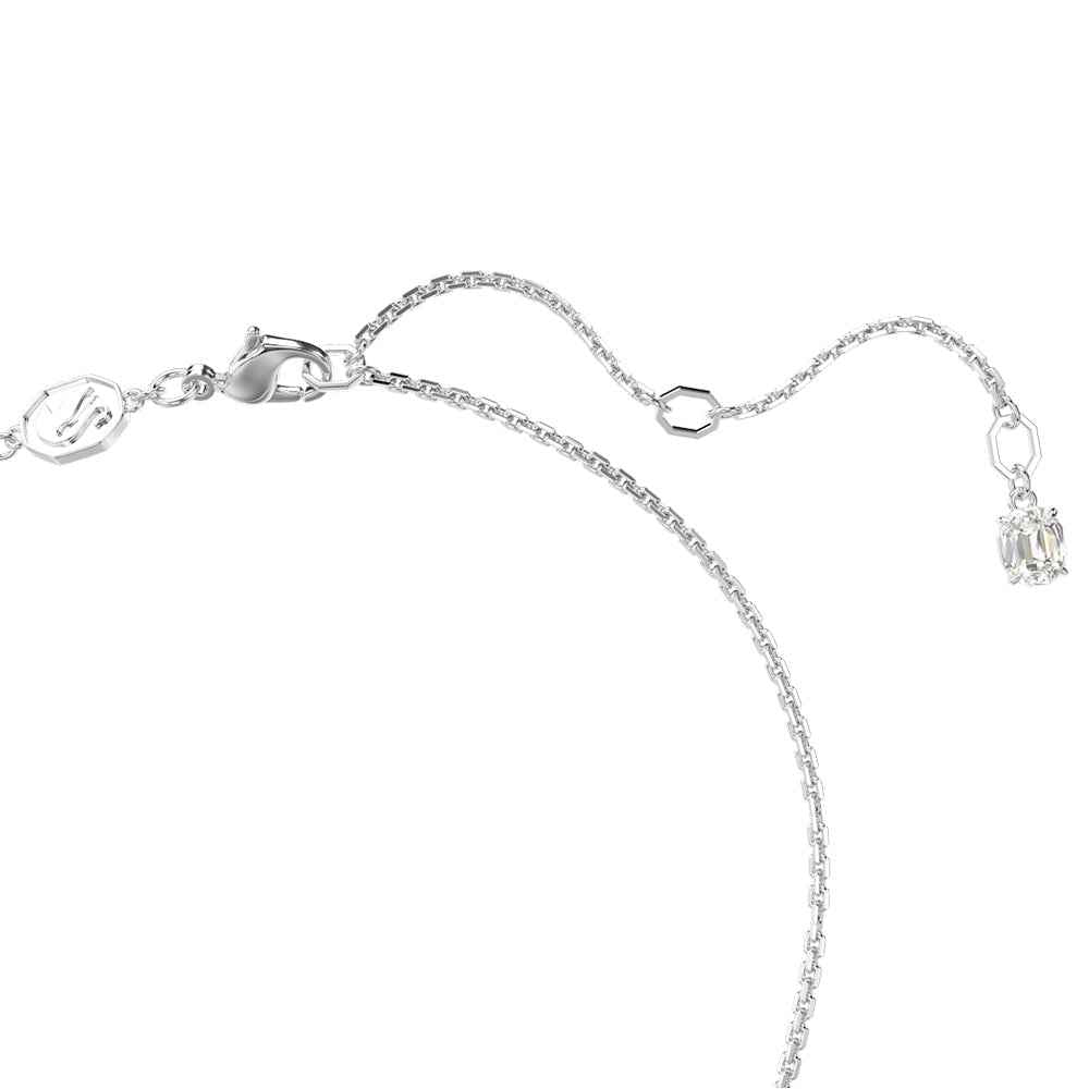 Swarovski Mesmera Multi-Shape Blue & White Crystal Necklace in White Rhodium Plating front view