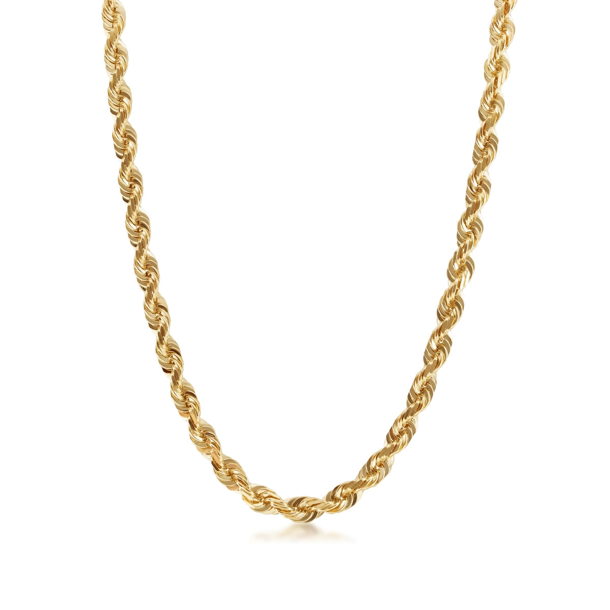5mm 22-inch Solid Diamond Cut Rope Chain in 14K Yellow Gold