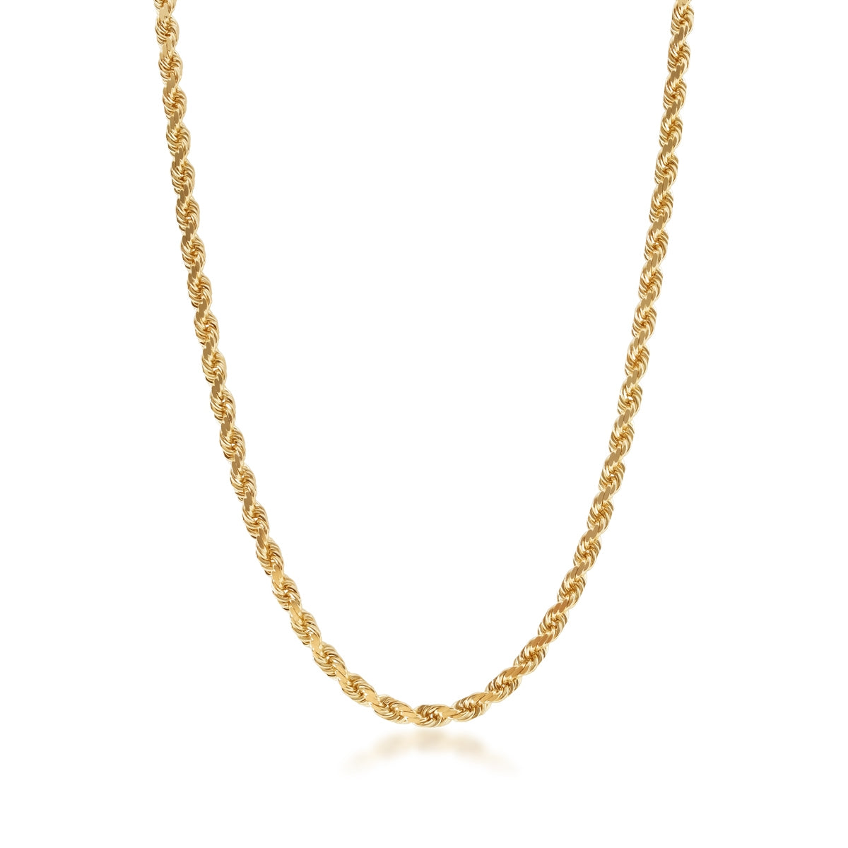 3.8mm 18-inch Solid Diamond Cut Rope Chain in 14K Yellow Gold