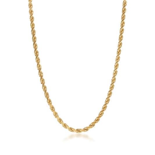 3.8mm 18-inch Solid Diamond Cut Rope Chain in 14K Yellow Gold