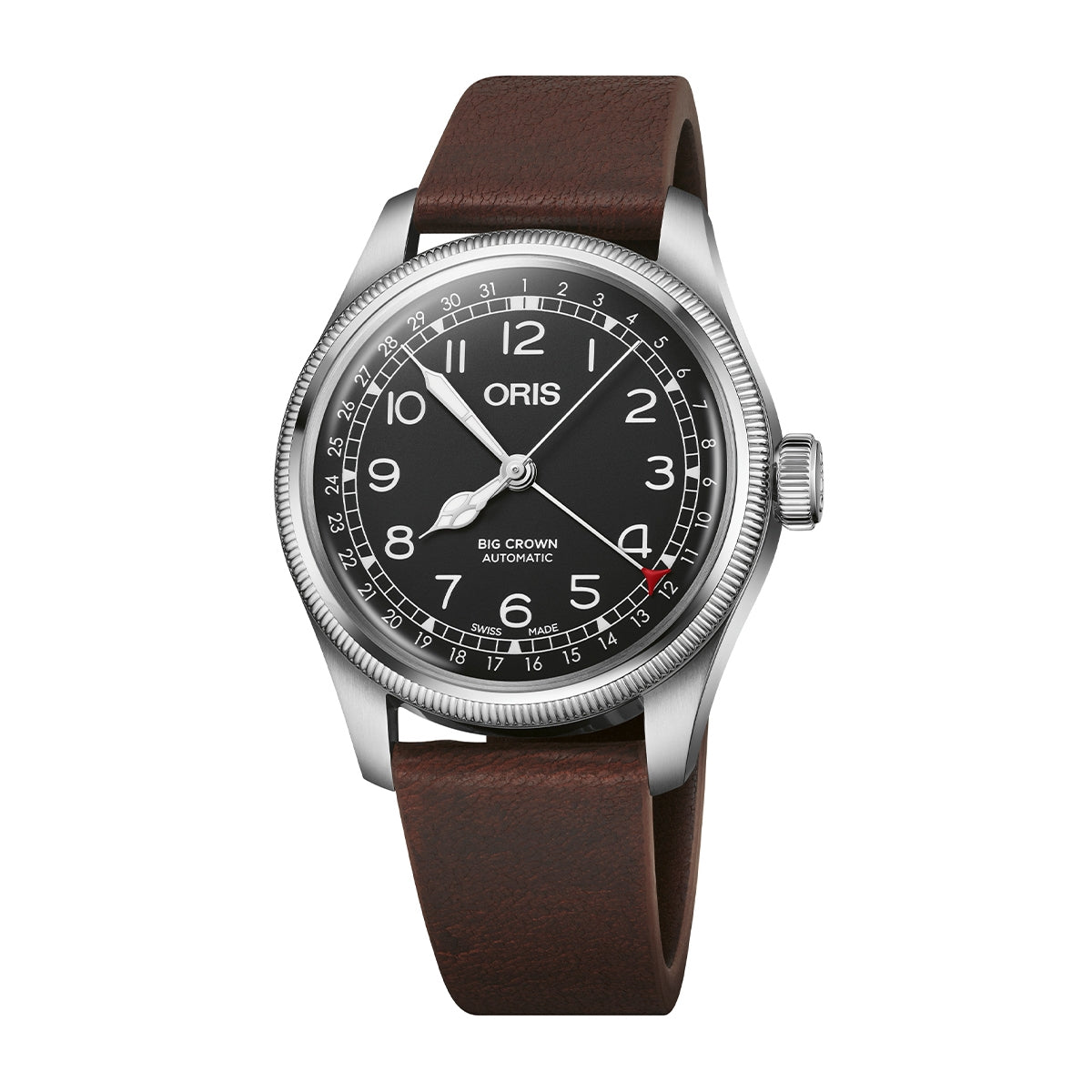 Oris Men's Waldenburgerbahn Limited Edition Stainless Steel Watch & Travel Pouch Set with Black Dial & Leather Strap