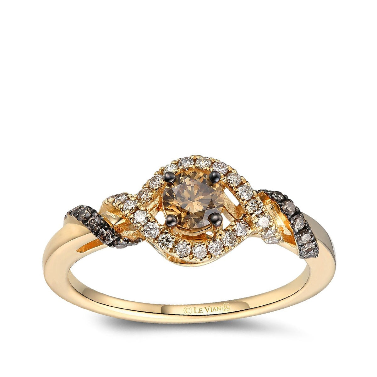 Le Vian 5/8 ct. tw. Round Chocolate & Nude Diamond Twist Ring in 14K Honey Gold