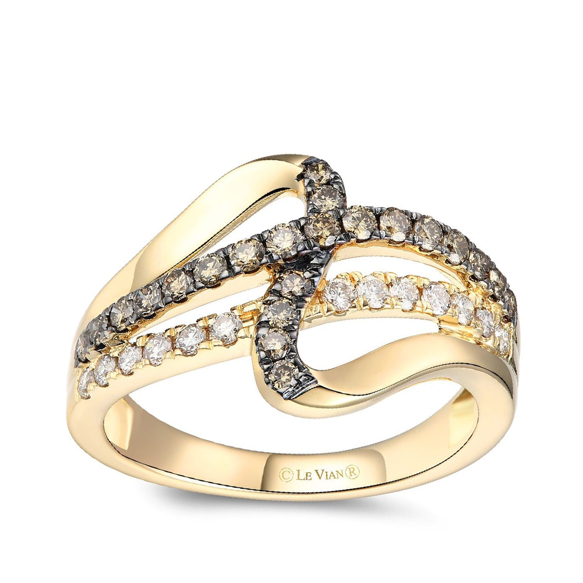 Le Vian 5/8 ct. tw. Chocolate & Nude Diamond Crossover Ring in 14K Honey Gold (2)