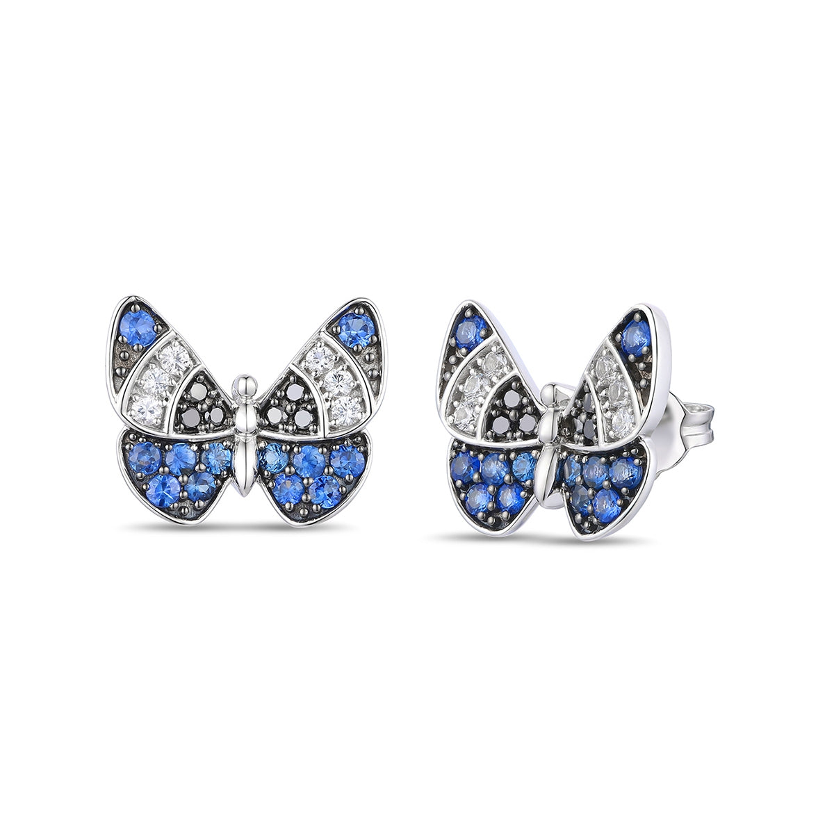 Le Vian Blueberry, Black, & White Sapphire Butterfly Earrings in 14K Vanilla Gold