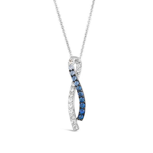 Le Vian Denim Ombre Blue & White Sapphire Twist Pendant in 14K Vanilla Gold