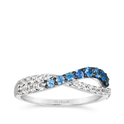 Le Vian Denim Ombre Blue & White Sapphire Crossover Ring in 14K Vanilla Gold