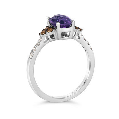 Le Vian Oval Grape Amethyst & 1/4 ct. tw. Chocolate & Nude Diamond Ring in 14K Vanilla Gold front view