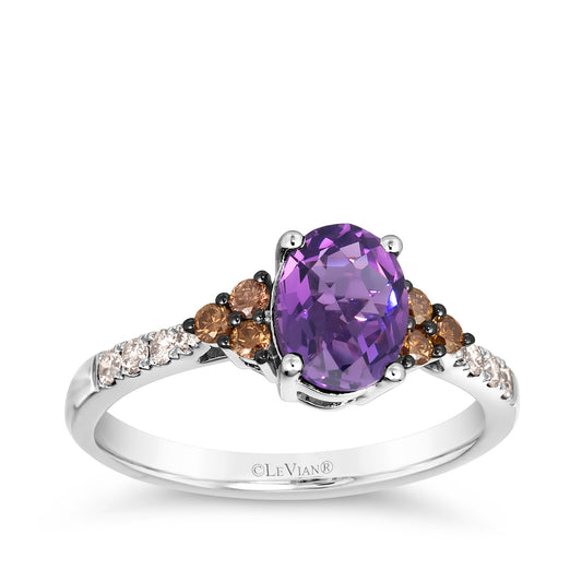 Le Vian Oval Grape Amethyst & 1/4 ct. tw. Chocolate & Nude Diamond Ring in 14K Vanilla Gold