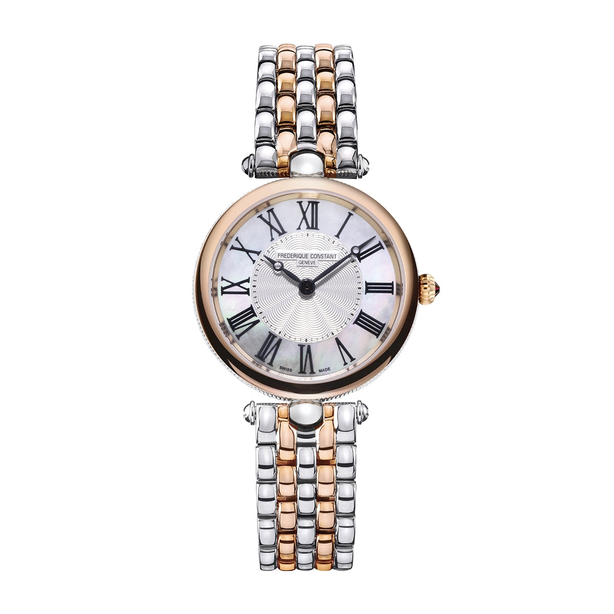 Frederique Constant Ladies' Art Deco Quartz Two-Tone Stainless Steel Watch with White Dial