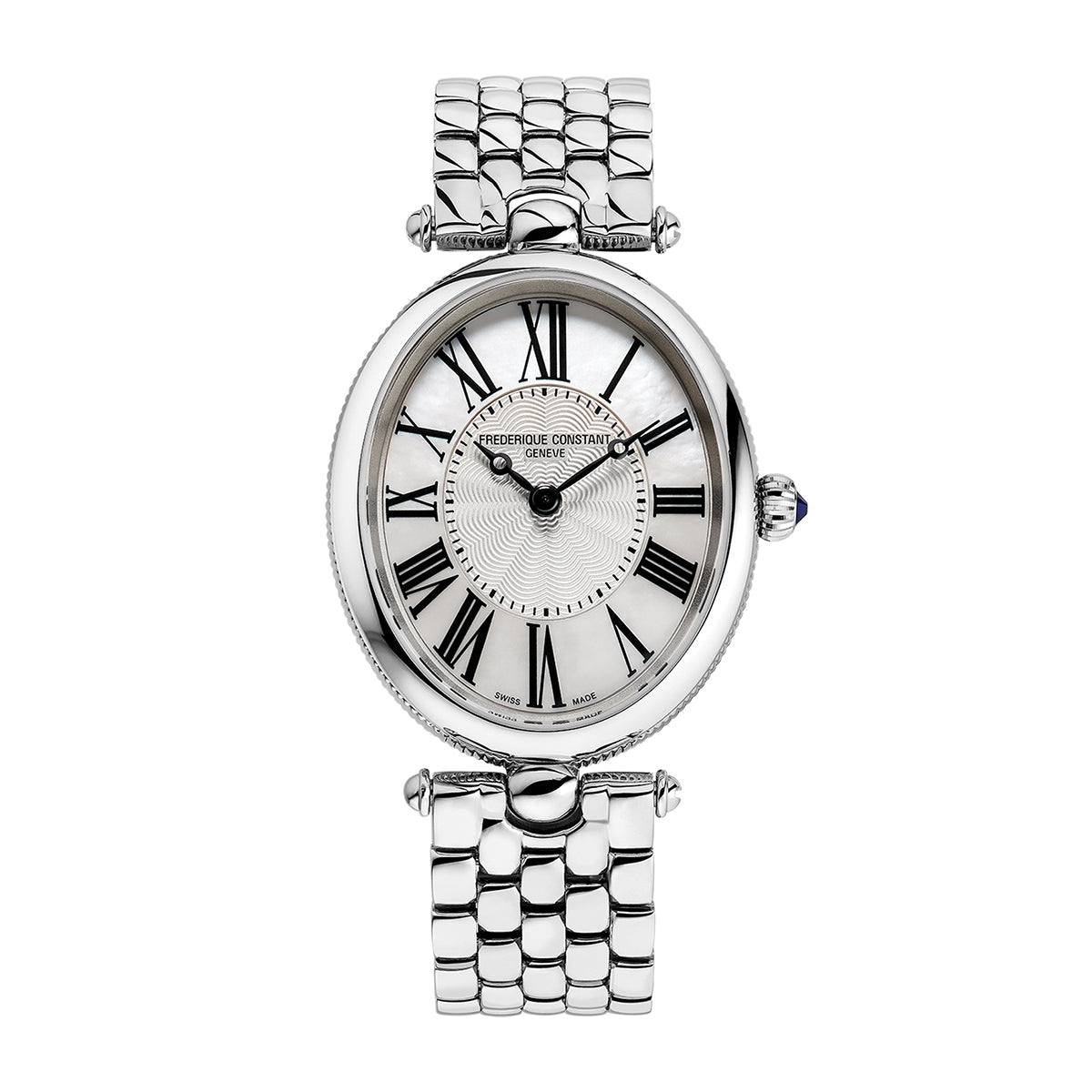 Frederique Constant Ladies' Art Deco Quartz Stainless Steel Watch with Silver Dial