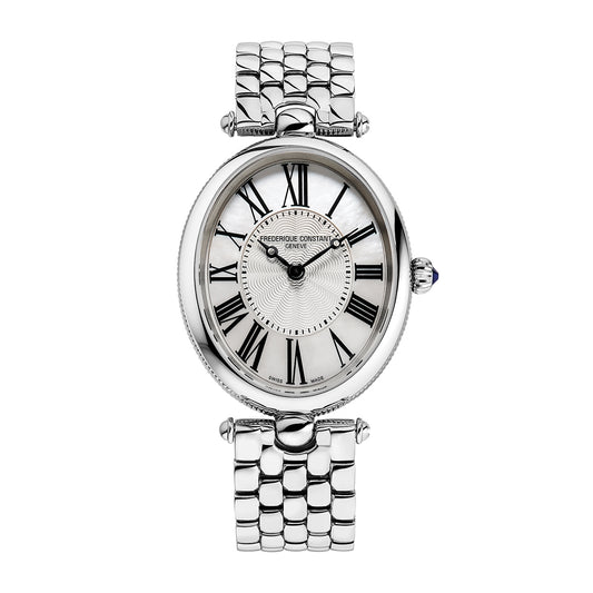 Frederique Constant Ladies' Art Deco Quartz Stainless Steel Watch with Silver Dial