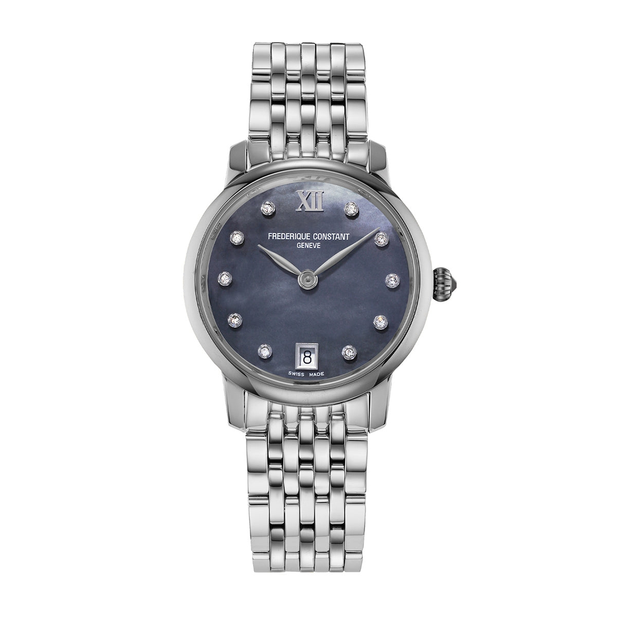 Frederique Constant Ladies' Slimline Quartz Stainless Steel Watch with Blue Dial