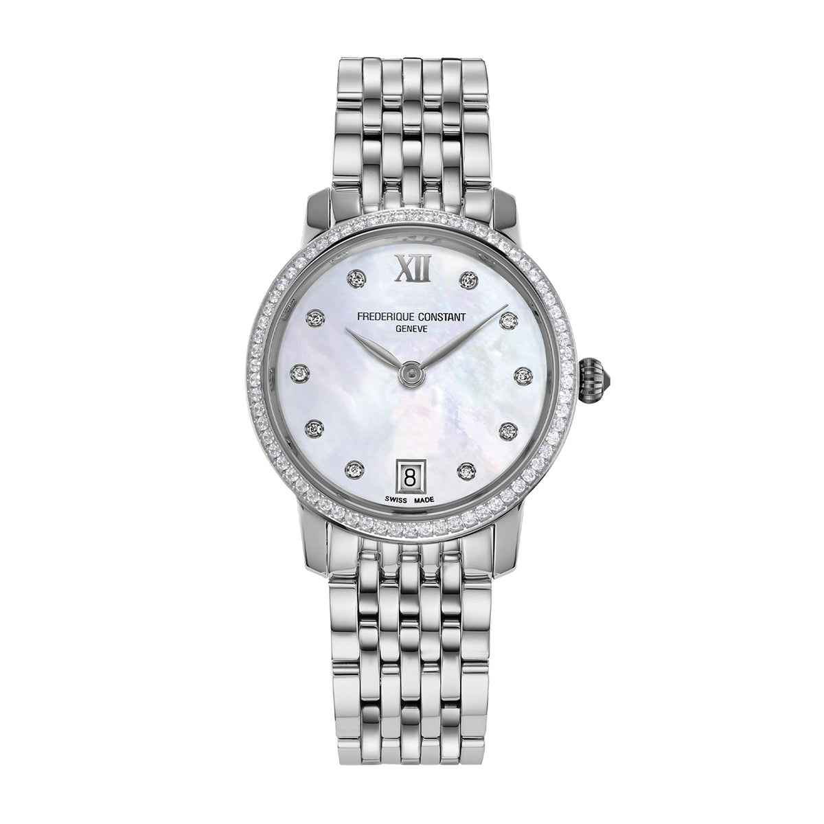 Frederique Constant Ladies' Slimline Quartz Stainless Steel Watch with White Dial