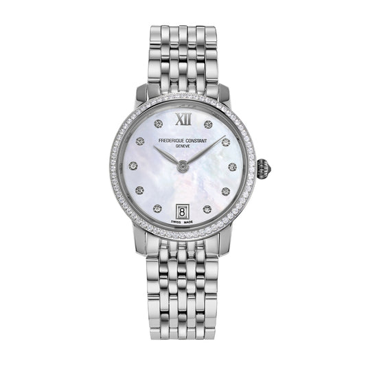Frederique Constant Ladies' Slimline Quartz Stainless Steel Watch with White Dial