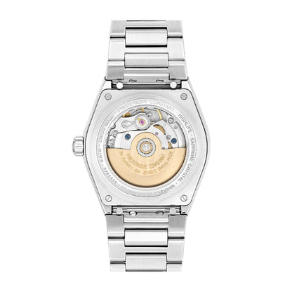 Frederique Constant Ladies' Highlife Automatic Stainless Steel Watch with Blue Globe Pattern Dial front view